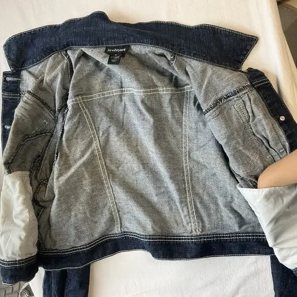 Lane Bryant Women Jacket 18 Blue Denim Jacket Western Button Long Sleeve Inner - Picture 3 of 8